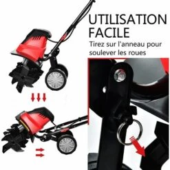 COSTWAY Motobineuse Électrique 1200W Profondeur Travail 22CM Largeur 35CM Avec Poignée Pliable Roues Réglables 4 Lames -Motoculteur et accessoire Soldes 28158999 5