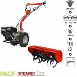 Motoculteur Diesel 5,9 CV 2 AV 2 AR Rotovator DU45296MF Dunsch - Rouge