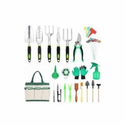 Cisea Ensemble D'outils De Jardin, Outils De Jardin En Aluminium Avec Sac De Jardin, Gants De Toilettage De Jardin, Débroussailleuse, Pelle De Jardin, Cadeau De Jardin (vert) -Motoculteur et accessoire Soldes 58082516 3